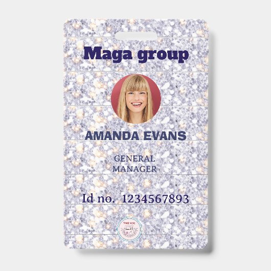 Foto Personeelslogo of QR CODE glitters Badge (Voorzijde)