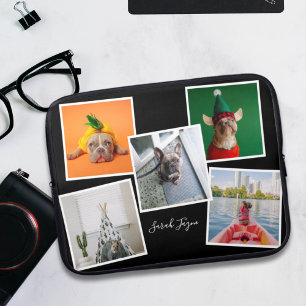 Foto: persoonlijk speciaal ontworpen zwarte laptop sleeve