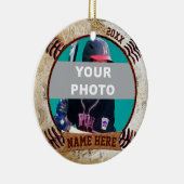 FOTO Persoonlijke Baseball Ornaments Text, Foto Keramisch Ornament (Rechts)