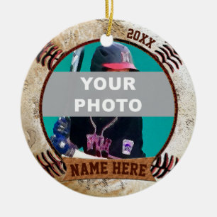 FOTO Persoonlijke Baseball Ornaments Text, Foto Keramisch Ornament