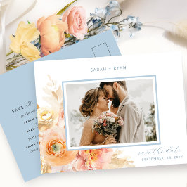 Foto Perzage Blush en Blue Wedding Save the Date Aankondigingskaart