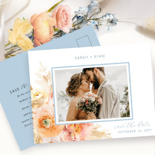 Foto Perzage Blush en Blue Wedding Save the Date Aankondigingskaart
