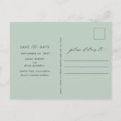 Foto Perzage Blush en Sage Weddenschap Opslaan Dat Aankondigingskaart (Achterkant)