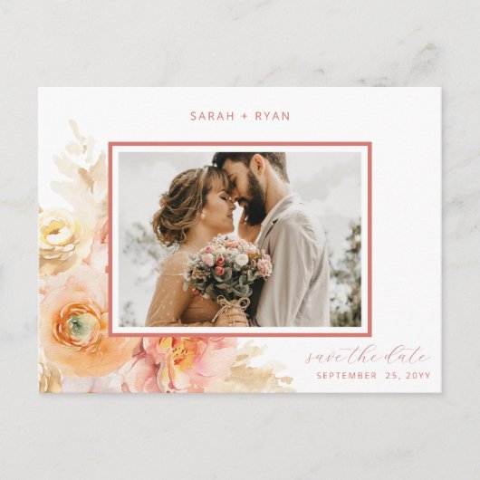 Foto Perzage Blush Rust Wedding Save the Date Aankondigingskaart (Voorkant)