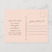 Foto Perzage en Blush Pink Weddenschap Opslaan Dat Aankondigingskaart (Achterkant)