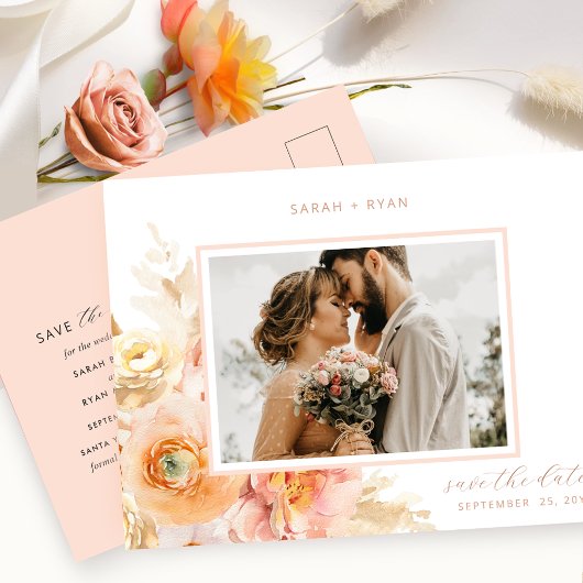 Foto Perzage en Blush Pink Weddenschap Opslaan Dat Aankondigingskaart