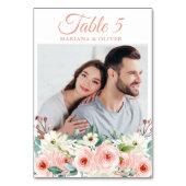 Foto Perzik Bloemenbruiloft Kaart (Achterkant)