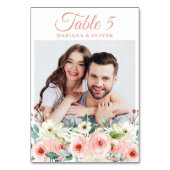 Foto Perzik Bloemenbruiloft Kaart (Voorkant)
