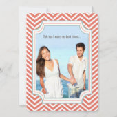 Foto Perzikkleurig en Mint Zig Zag Typografie Wedd Kaart (Achterkant)