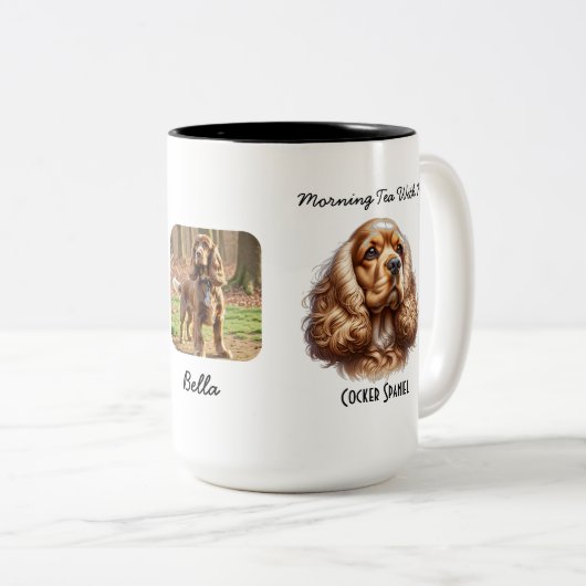 Foto Pet Cocker Spaniel Personaliseren Tweekleurige Koffiemok (Voorkant rechts)