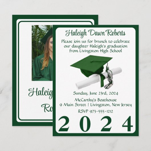 Foto Pet & Diploma Groen Afstuderen Kaart (Voorkant / Achterkant)