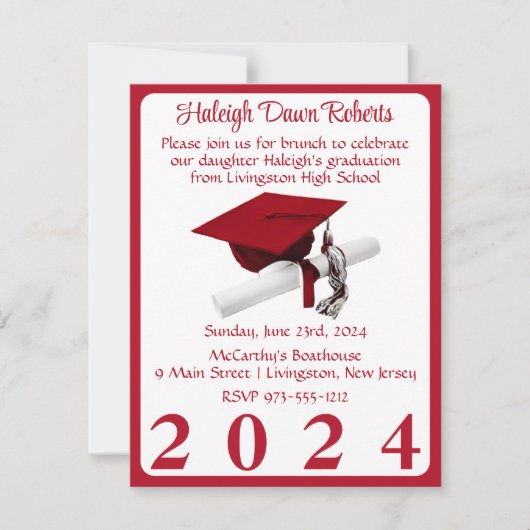 Foto Pet & Diploma Rood Afstuderen Kaart (Voorkant)