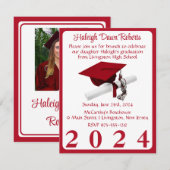 Foto Pet & Diploma Rood Afstuderen Kaart (Voorkant / Achterkant)