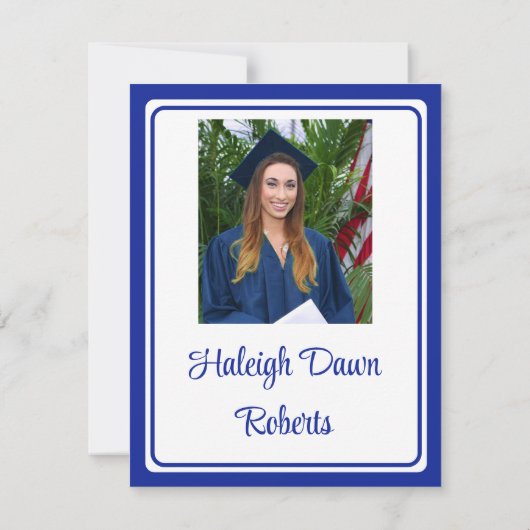 Foto Pet & Diploma Royal Blue Afstuderen Kaart (Achterkant)