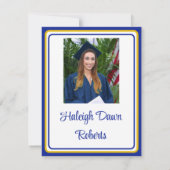 Foto Pet & Diploma Royal Blue & Gold Afstuderen Kaart (Achterkant)