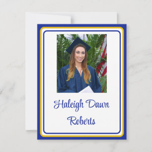 Foto Pet & Diploma Royal Blue & Gold Afstuderen Kaart