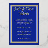 Foto Pet/Diploma/Stars, Royal Blue Afstuderen Folie Uitnodiging (Achterkant)