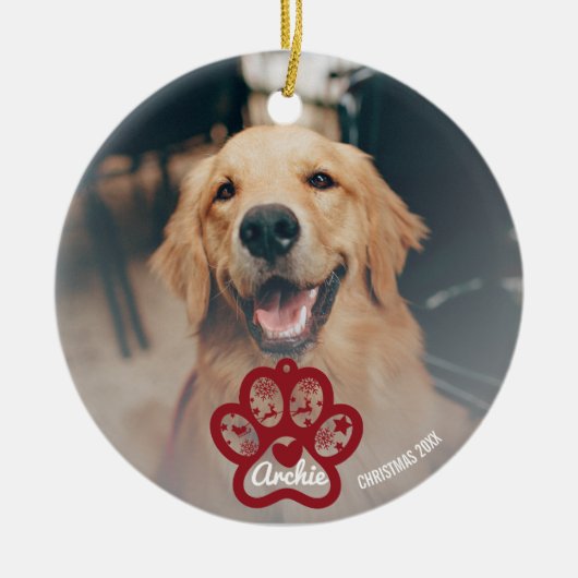 Foto Pet | Kute Pet Dog Ornaments Keramisch Ornament (Voorkant)