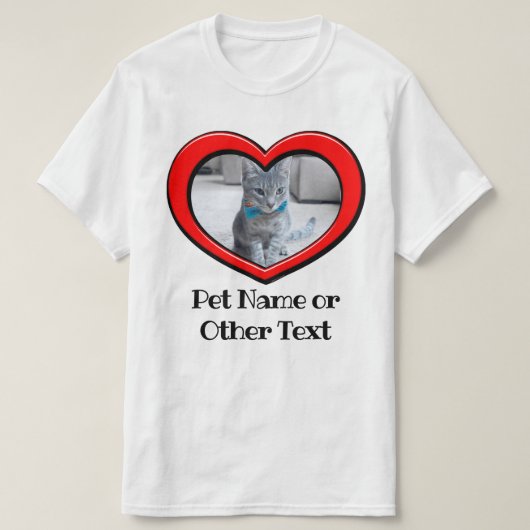 Foto Pet Personalized Heart Lijst Love Dog Cat T-shirt (Design voorkant)