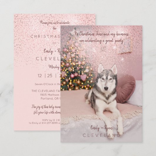 Foto Pet Sophisticated Kerstparty Kaart (Voorkant / Achterkant)