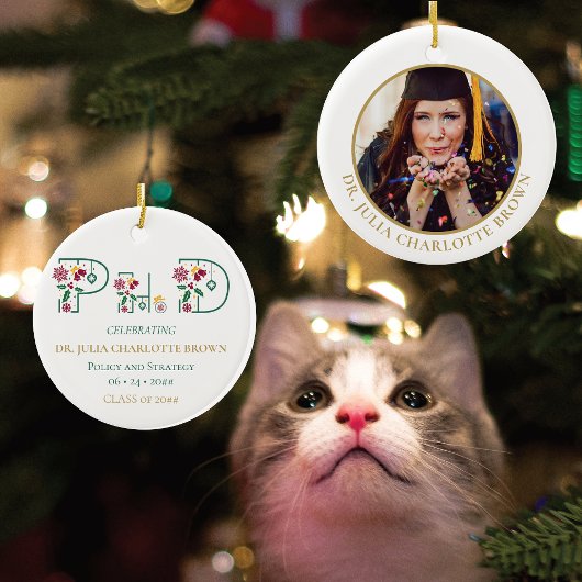 Foto PhD graad Doctoraat Keepsake Gift Kerstmis Keramisch Ornament