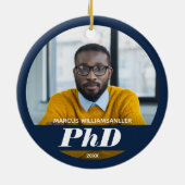 Foto PhD Gradennaam Blauw Afstuderen Keramisch Orn Keramisch Ornament (Achterkant)