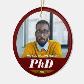 Foto PhD Gradennaam Burgundy Afstuderen Ceramic Keramisch Ornament (Links)