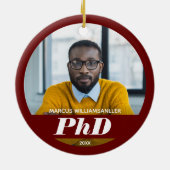Foto PhD Gradennaam Burgundy Afstuderen Ceramic Keramisch Ornament (Achterkant)