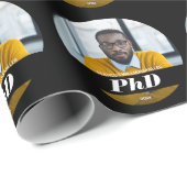 Foto PhD Gradennaam zwart Afstuderen Cadeaupapier (Rol Hoek)