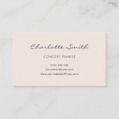 Foto Pianist Blush Roze Eenvoudig Visitekaartje (Voorkant)
