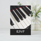 Foto piano-toetsen RSVP kaartje (Staand voorkant)