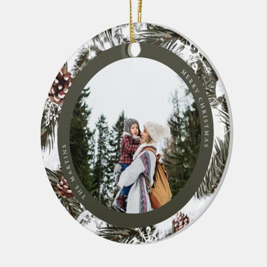 Foto Pine en Baubles Keramisch Ornament (Links)