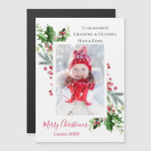Foto Pine Holly kerst Grandma Magnetic Card (Voorkant / Achterkant)
