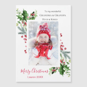 Foto Pine Holly kerst Grandma Magnetic Card