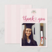 Foto Pink Bow Afstudeerder Celebration Bedankkaart (Voorkant / Achterkant)