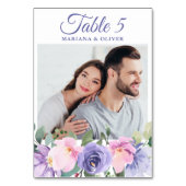 Foto Pink Lavender Floral Wedding Kaart (Achterkant)