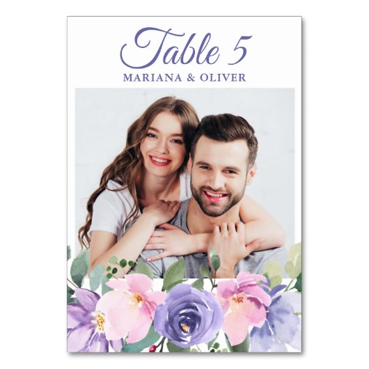 Foto Pink Lavender Floral Wedding Kaart (Voorkant)