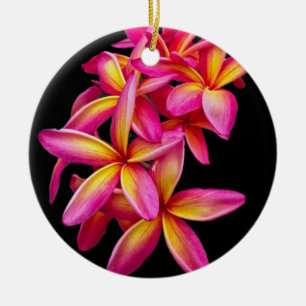Foto  Pink Plumeria Floral Keramisch Ornament