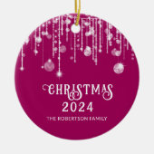 Foto Pink String Lights Kerstfeest Keramisch Ornament (Voorkant)