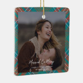 Foto Plaid Pas getrouwd Foto Wilson Tartan Christm Keramisch Ornament (Rechts)