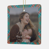 Foto Plaid Pas getrouwd Foto Wilson Tartan Christm Keramisch Ornament (Links)