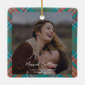Foto Plaid Pas getrouwd Foto Wilson Tartan Christm Keramisch Ornament (Achterkant)