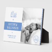 Foto Plaque met Baby Birth Stats & Monogram Fotoplaat (Zijkant)