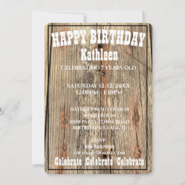 FOTO PLAYBILL BIRTHDAY INVITATION VAN WOOD GRAIN KAART