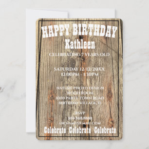 FOTO PLAYBILL BIRTHDAY INVITATION VAN WOOD GRAIN KAART