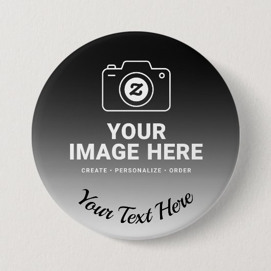Foto Plus Aangepast Bericht Ronde Button 7,6 Cm (Voorkant)