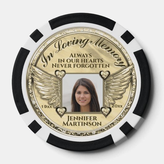 Foto pocket memorial in liefdevolle herinnering poker chips (Achterkant)