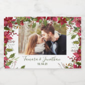 Foto Poinsettia Kerstgroen Mousserende Wijn Sparkling Wijnetiket (Enkel label)