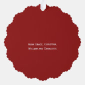 Foto Poinsettia krans gepersonaliseerde kerst Ornament Kaart (Achterkant)