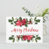 FOTO Poinsettia Mistletoe Kerst Groet Feestdagenkaart (Staand voorkant)